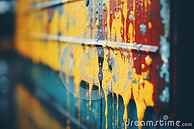 a close up of a wall covered in paint Stock Photo