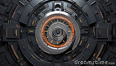 Close up wallpaper of a clock or advanced lock mechanism. AI Generated Stock Photo