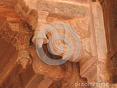 Close up of a wasp nest hanging from the ceiling of a building at outdoors, in Amber Fort near Jaipur, Rajasthan, India Stock Photo