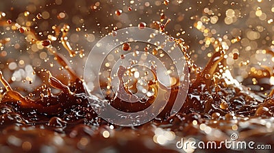 Close-up of water droplets delicately bead on a smooth chocolate surface, creating a mesmerizing and sumptuous display Stock Photo