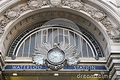 Close-up of Waterloo Station Victory Arch. Editorial Stock Photo
