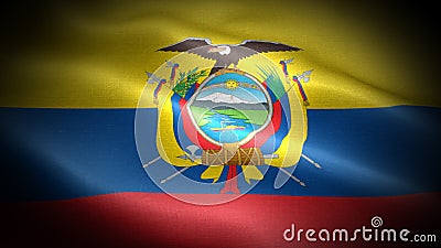 Close up waving flag of Ecuador. Flag symbols of Ecuador. Stock Photo