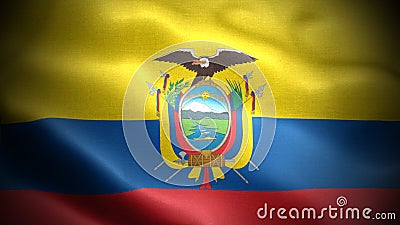 Close up waving flag of Ecuador. Flag symbols of Ecuador. Stock Photo