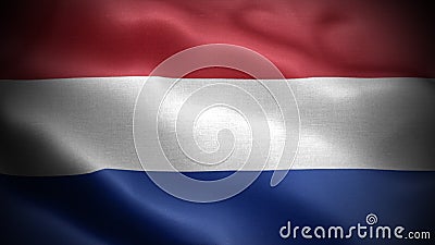 Close up waving flag of Netherlands. Flag symbols of Netherlands. Stock Photo