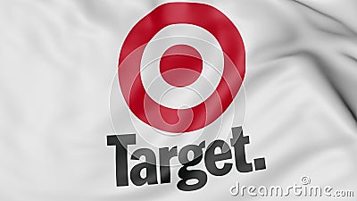 Close up of waving flag with Target Corporation logo, 3D rendering Editorial Stock Photo