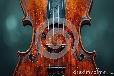 Close-up of a well-loved violin, showcasing intricate details and timeless craftsmanship Stock Photo