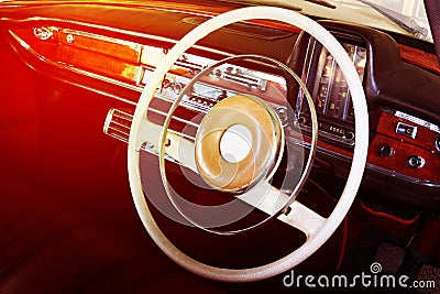 Close-up of Wheel Details of Vintage Car Stock Photo