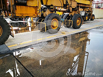 Close Up Wheel Rubber Tried Gantry Cranes RTG Stock Photo