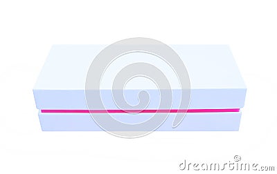Close up white or gray empty box template with line pink border patterns isolated on white background ,horizontal Stock Photo