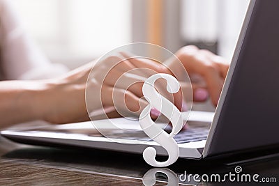 Close-up Of A White Paragraph Symbol Stock Photo