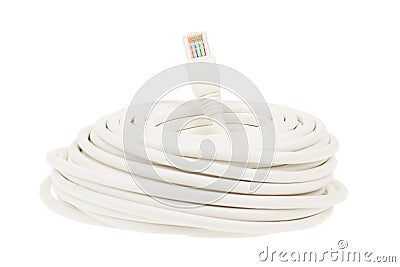 Close-up of a white RJ45 network plug Stock Photo