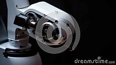 A close up of a white robotic arm, AI Stock Photo