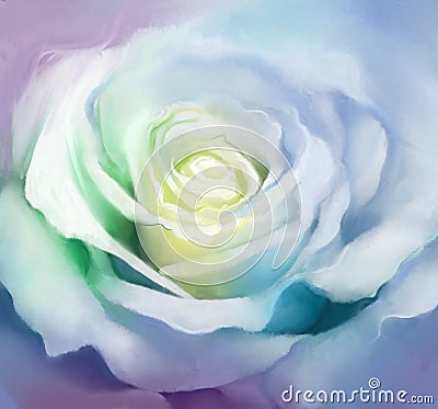 Close up of white rose petals. Oil painting flower Stock Photo
