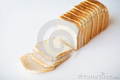 Close up of white sliced toast bread on table Stock Photo