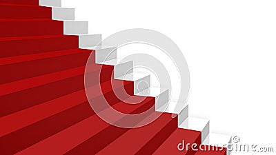 Close-up white stairs in diagonal perspective with red carpet Stock Photo