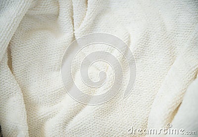 Close-up white texture of crumpled towels for background. the cloth Stock Photo