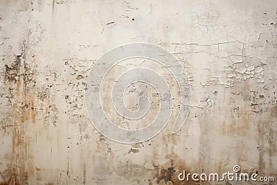 A close-up of a white wall in poor condition background, with peeling paint and cracks Stock Photo