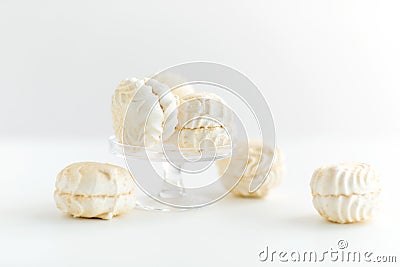 Close up of white zephyr dessert Stock Photo
