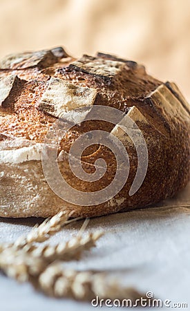 Close-up of Whole grain Sourdough Bread Stock Photo