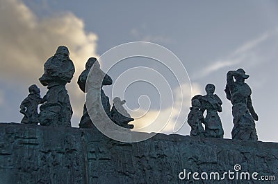 Close up of the Widows and Bairns monument at St Abb`s Harbour Editorial Stock Photo