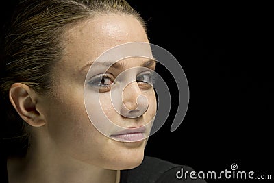 Close up of woman in color Stock Photo