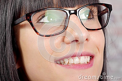 Close-up of a woman eye with glasses Stock Photo