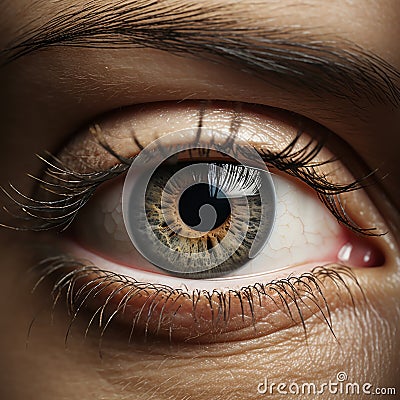 a close up of a womans eye Stock Photo