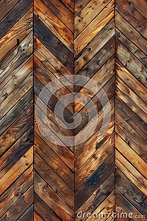 Close-up of a wooden herringbone pattern wall. Stock Photo