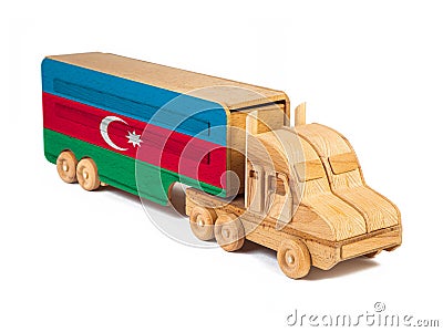 Close-up of a wooden toy truck Stock Photo