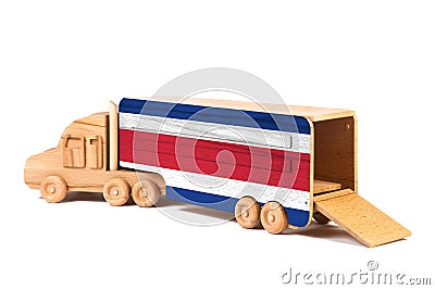 Close-up of a wooden toy truck Stock Photo
