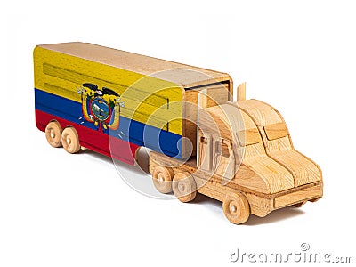 Close-up of a wooden toy truck Stock Photo