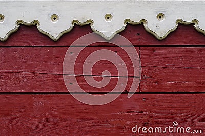 Close Up of wooden wall with part of wooden carved window frame Stock Photo