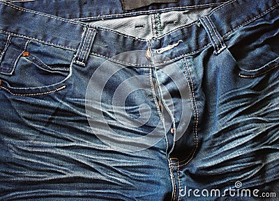 Close up of worn blue jeans. Stock Photo