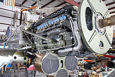 V12 Aircraft Engine Stock Photo