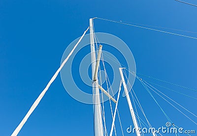 Close up of yacht mast on sky background Stock Photo