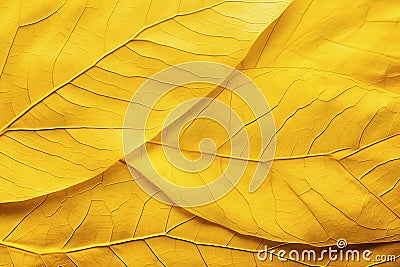 Close up of yellow autumn leaves, background or pattern, made with generative ai Stock Photo