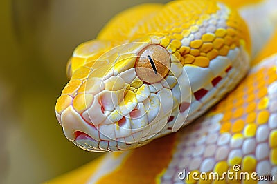 Close-up of a yellow python (Python reticulatus) Cartoon Illustration