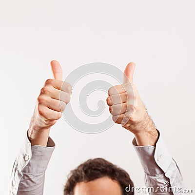 Close up of young thumbs up isolated Stock Photo