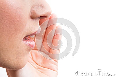 Close up of young women whispering Stock Photo