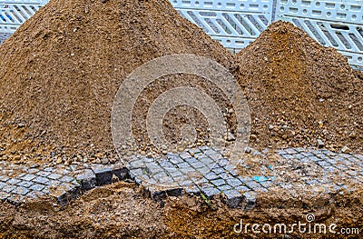 Close view into an active construction site Stock Photo