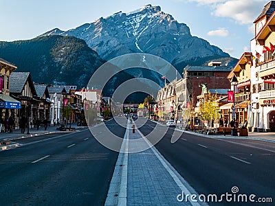 Close view of Banff townsite Editorial Stock Photo