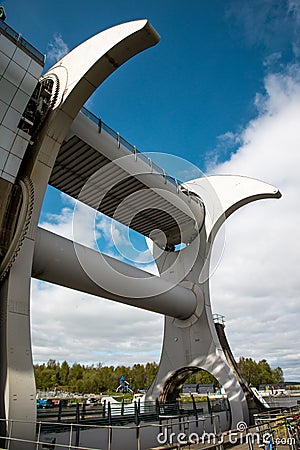 A close view of Falkirk Wheel boat lift Editorial Stock Photo