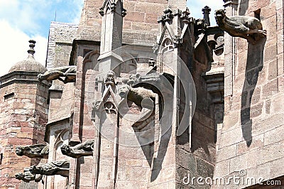 Gargoyles of the cathedral of Rodez Stock Photo