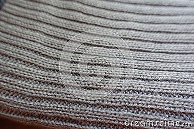 Close view of grey handmade rib knit fabric Stock Photo
