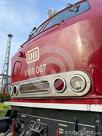 Close view of an iconic diesel locomotive 225-247 from the German Bahn Editorial Stock Photo