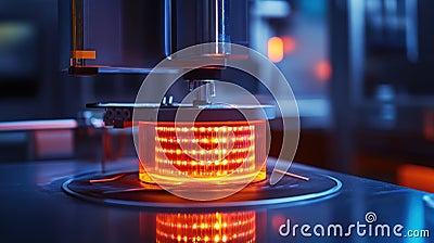 A close view of an induction heater adorned with embedded thermal sensors and a digital readout providing continuous Stock Photo