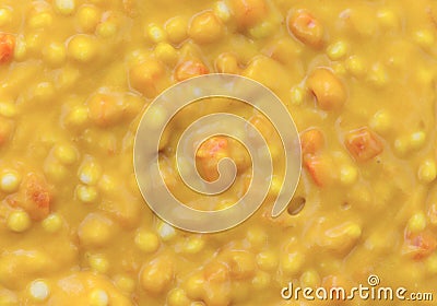 Close view of macaroni and cheese baby food Stock Photo