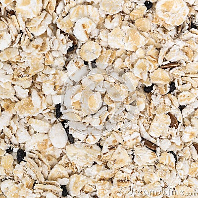 Close view of oatmeal with flaxseed and chia seeds Stock Photo