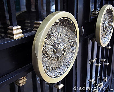 Close view of old metallic doorknob Stock Photo