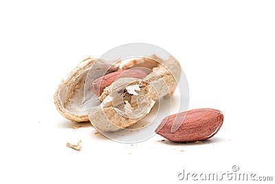 Close view of an open raw peanut shell Stock Photo